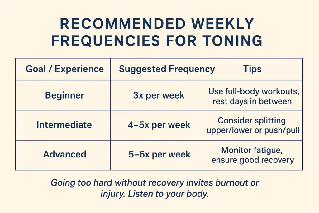 Graphic to show how often you should do exercise to help with toning Hampshire